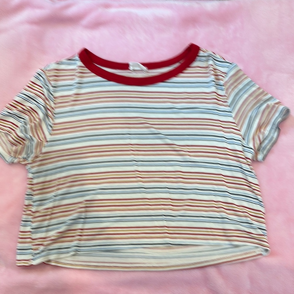 Le Lis Red and Blue Striped Short Sleeve Tee